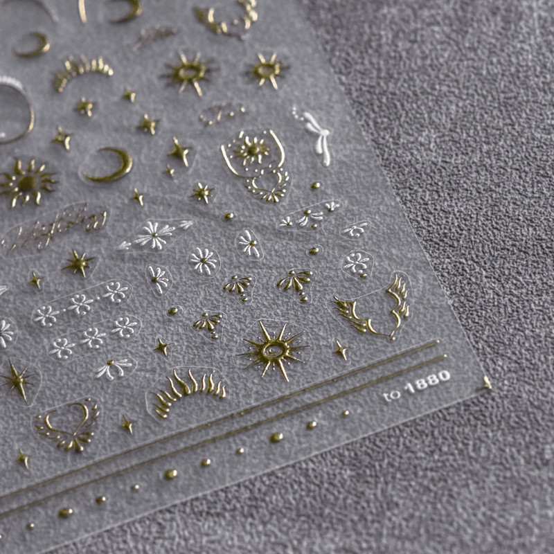 Bronzane naljepnice u obliku srca za nokte Zlatni tračak Laser Sunce Zvijezda Mjesec Ljepljivi klizači DIY Nail Art dodaci Dekoracije