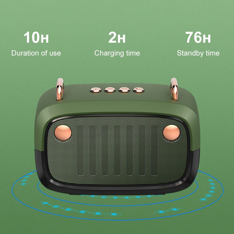 Mini Bluetooth garsiakalbis erdvinis žemųjų dažnių garsiakalbis stereo namų automobilinis nešiojamas retro belaidis garsiakalbis, palaikantis Tf kortelės USB disko atkūrimą