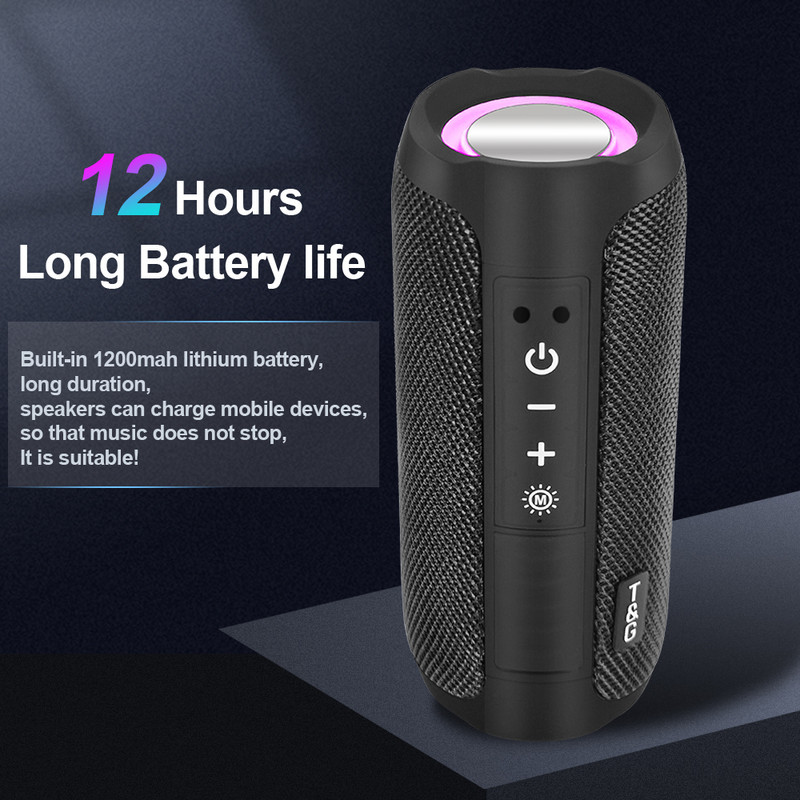 TG227 lauko garsiakalbis atsparus vandeniui belaidis žemųjų dažnių žemųjų dažnių garsiakalbio dėžutės palaikymas TF kortelės FM radijo Aux įvestis su LED šviesa