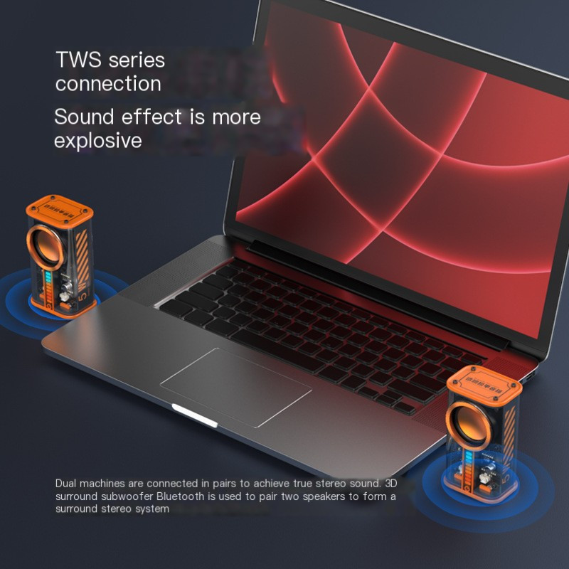 Διαφανές ηχείο Bluetooth Ασύρματο ηχείο ήχου 5w 600mah Type-c με υποστήριξη Rhythm Light Σύνδεση TWS