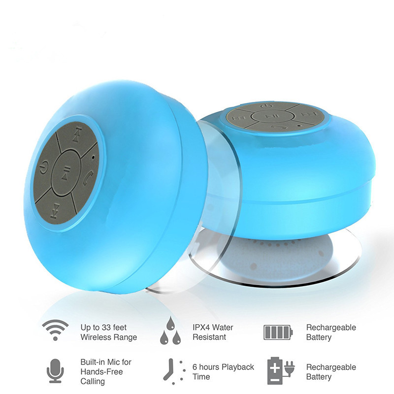Mini difuzor Bluetooth Subwoofer de duș Difuzor handsfree impermeabil cu microfon cu ventuză pentru baie, piscină, plajă, telefon pentru mașină