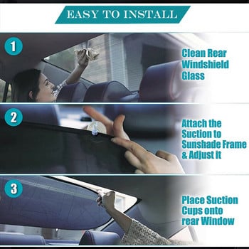 Сенник за автомобил UV защита Сгъваем автомобилен сенник за заден прозорец 100x50cm Универсална мрежеста козирка за заден прозорец с вендузи