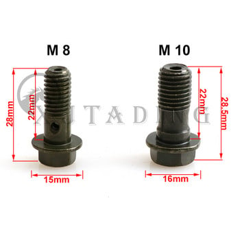 2 τεμ. M8/M10x1.25 Βίδες σωλήνων λαδιού βασικού κυλίνδρου υδραυλικού φρένου Βίδες Banjo Bolt μοτοσικλέτας Βίδες σωλήνων γενικής χρήσης