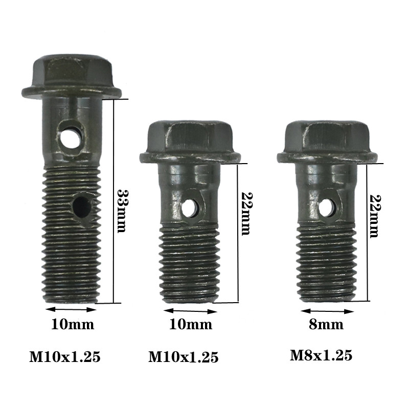 Chromas M10x1,25 dvigubas juostos varžtas motociklo alyvos išleidimo varžtas, ilgas varžtas, skirtas stabdžių apkabos bandžo varžtui arba stabdžių žarnai Caliper Master