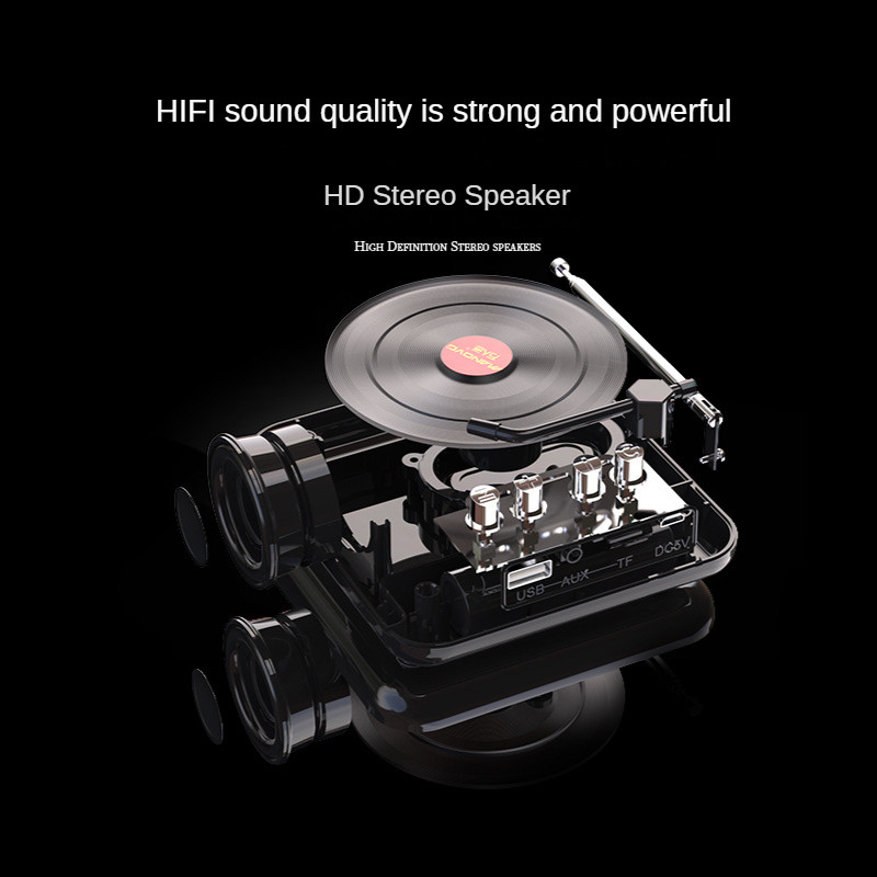 Juhtmeta Bluetoothi retroraadio Vinüülplaadimängija Bluetooth-kõlar Loov retroheliraadio Kaasaskantav minikaunistus