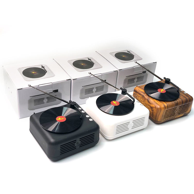 Juhtmeta Bluetoothi retroraadio Vinüülplaadimängija Bluetooth-kõlar Loov retroheliraadio Kaasaskantav minikaunistus