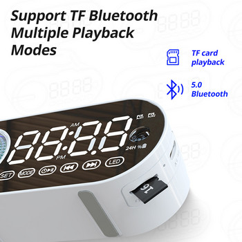 Ασύρματο ηχείο Bluetooth με ραδιόφωνο FM Mini φορητή κάρτα Ξυπνητήρι Ήχος Ρυθμίσεις διπλού ξυπνητηριού για όλα τα Τηλεφωνική υποστήριξη TF