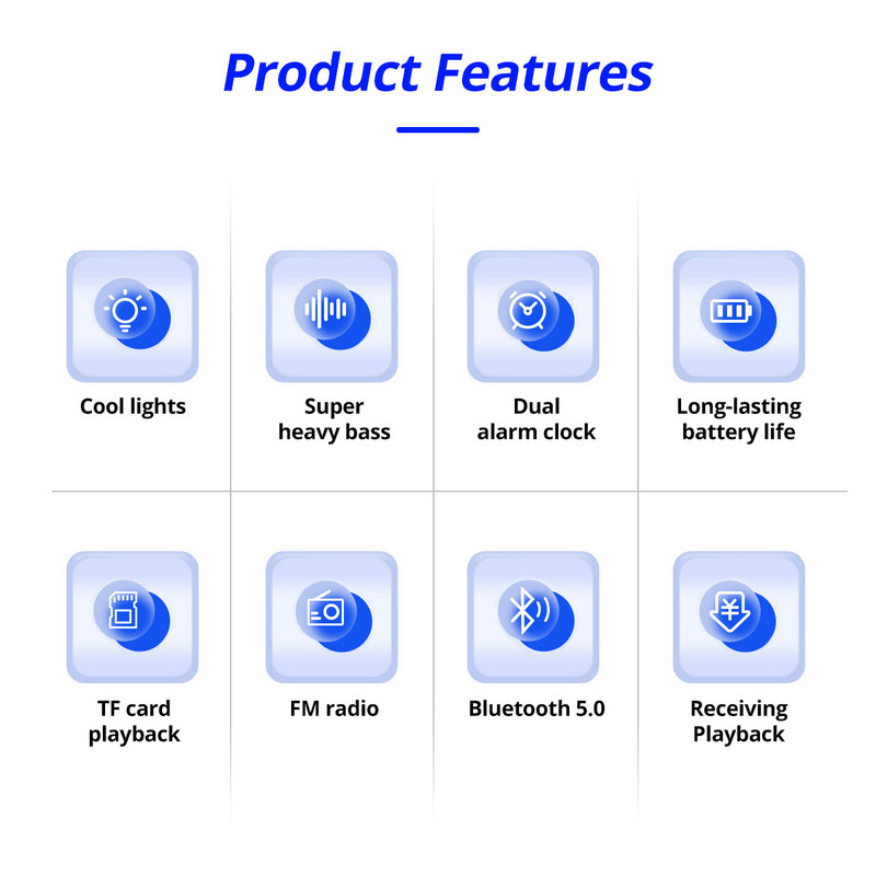 Bežični Bluetooth zvučnik s FM radiom Mini prijenosna kartica Zvuk budilice Dvostruke postavke budilice za sve Telefonska podrška TF