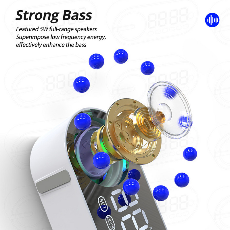 Bežični Bluetooth zvučnik s FM radiom Mini prijenosna kartica Zvuk budilice Dvostruke postavke budilice za sve Telefonska podrška TF