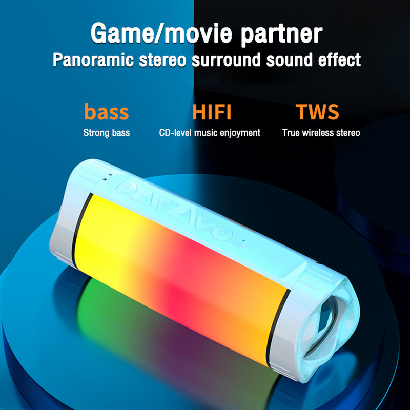 Nešiojami su „Bluetooth“ suderinami garsiakalbiai, belaidžiai žemųjų dažnių kolonėlė, vandeniui atsparūs lauko USB garsiakalbiai, palaiko AUX TF žemųjų dažnių garsiakalbio LED