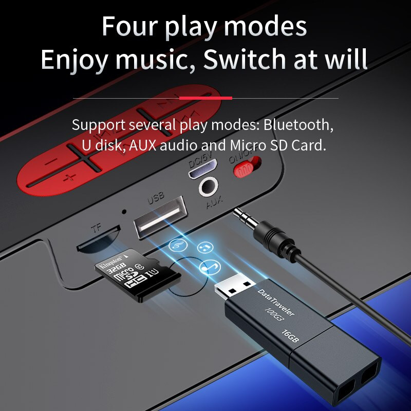 SC211 Prijenosni Bluetooth zvučnik Bežični zvučnici s dvije rogove Stereo zvučnik s FM načinom rada Hifi zvuk IPX5 Vodootporan vanjski