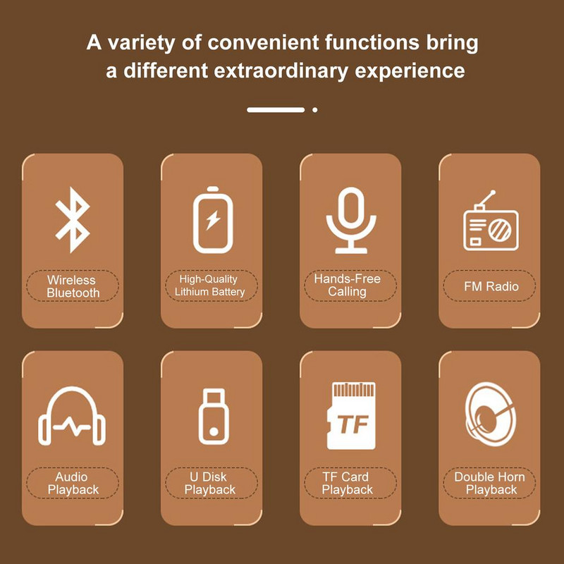 „As20 Retro“ su „Bluetooth“ suderinamas garsiakalbis, nešiojamas, belaidis, stiprus žemųjų dažnių Fm radijas, įmontuotas mikrofonas, garso dėžutė, žemųjų dažnių garsiakalbis