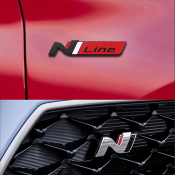 Αυτοκόλλητο αυτοκινήτου N Line Nline έμβλημα Αυτοκόλλητο σήμα για Hyundai I20 I30 Kona Tucson Sonata Elantra Veloster Fender Μπροστινή Γρίλια Λογότυπο
