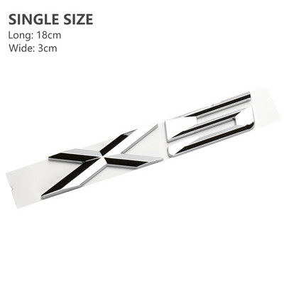 3D ABS blizgus juodas automobilio galinės bagažinės ženklelio lipdukas raidžių lipdukas emblema X5 logotipas, skirtas BMW X5 E70 E53 F15 G05 priedams