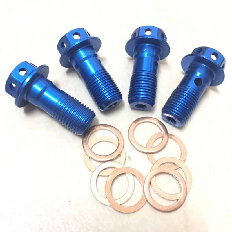 Șurub de scurgere de ulei universal din aliaj de titan pentru motocicletă / șurub tubular M10x1,0mm pentru cilindru principal etrier de furtun de frână
