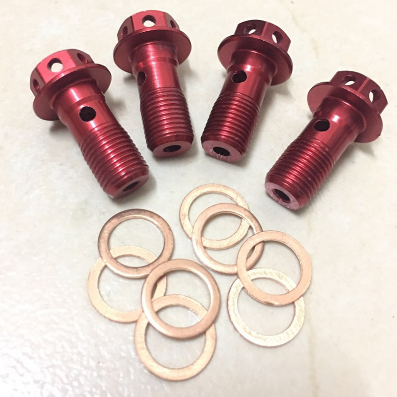 Șurub de scurgere de ulei universal din aliaj de titan pentru motocicletă / șurub tubular M10x1,0mm pentru cilindru principal etrier de furtun de frână