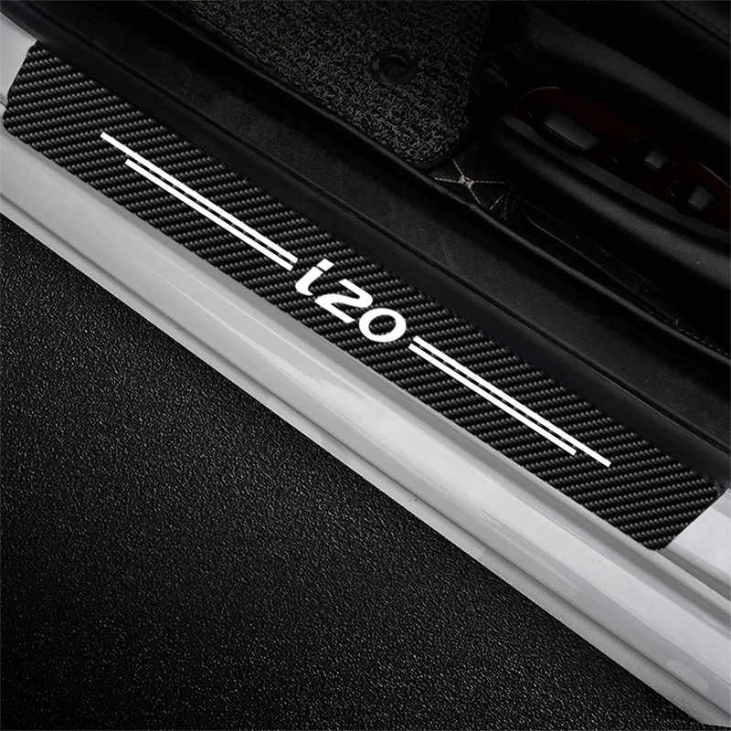 4 buc. Placă ușă mașinii de protecție împotriva zgârieturilor Autocolante de decorare a treptei de ușă Protector de prag de ușă din fibră de carbon pentru accesorii Hyundai i20