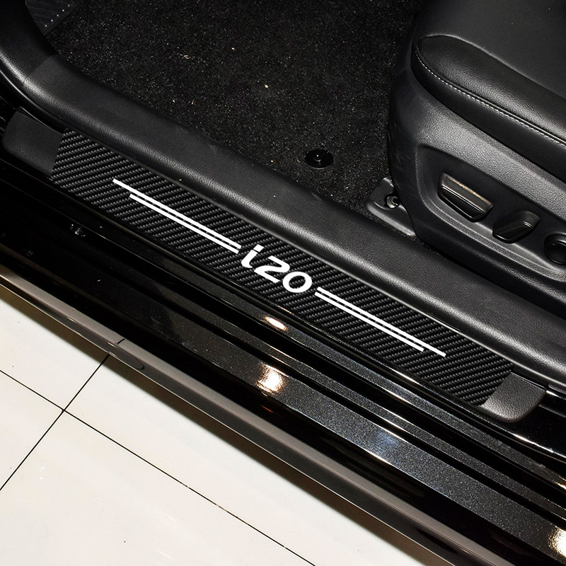 4 buc. Placă ușă mașinii de protecție împotriva zgârieturilor Autocolante de decorare a treptei de ușă Protector de prag de ușă din fibră de carbon pentru accesorii Hyundai i20