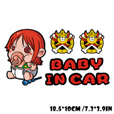Bebeluș la bord Autocolante din vinil Avertisment Pirații amuzanți Poster Anime în Autocolante pentru stilul mașinii Filme decorative pentru auto Accesorii