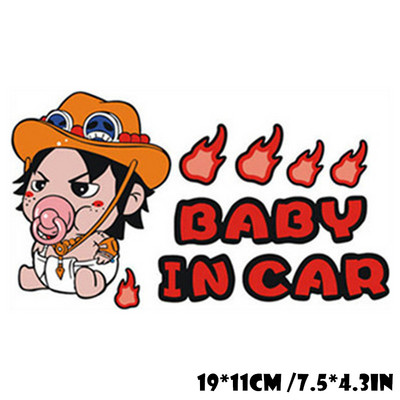 Bebeluș la bord Autocolante din vinil Avertisment Pirații amuzanți Poster Anime în Autocolante pentru stilul mașinii Filme decorative pentru auto Accesorii
