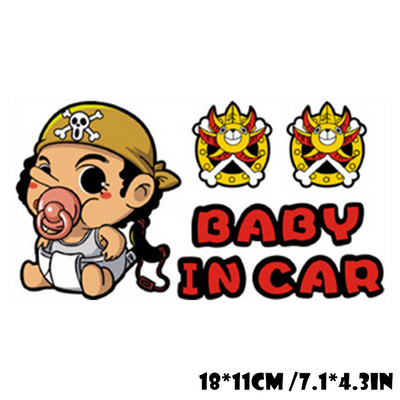 Bebeluș la bord Autocolante din vinil Avertisment Pirații amuzanți Poster Anime în Autocolante pentru stilul mașinii Filme decorative pentru auto Accesorii