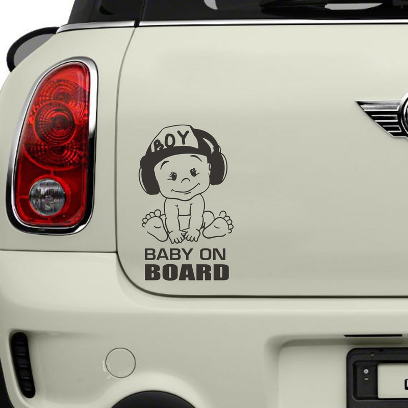 Autocolante Fuzhen Boutique Accesorii exterioare Avertizare BEBE LA BORD Autocolante pentru mașină Fereastra Amuzant Cute Boy Vinyl Decal