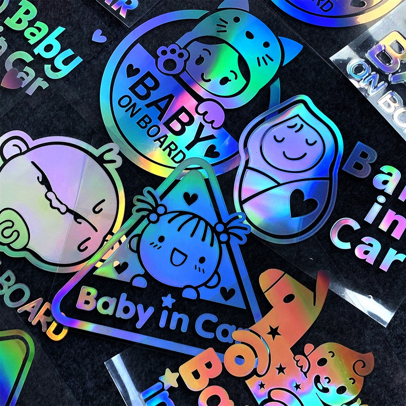 Baby in Car Baby on Board Μοτοσικλέτα Αυτοκίνητο Styling μοτοποδήλατο Ανακλαστικό αυτοκόλλητο Αυτοκόλλητο Αδιάβροχο Ύψος 18 cm