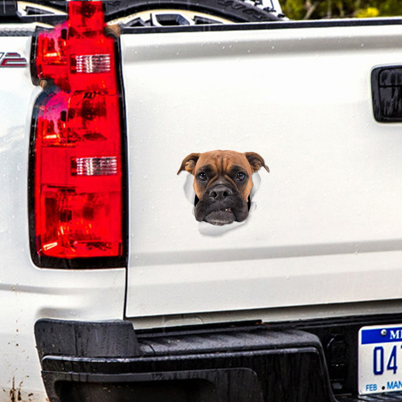 1 vnt Boxer Dog Motociklo Automobilių lipdukai Neperšlampami lipdukai Nebraižyti lipdukai Buferio apdaila 13cm X 12,1cm
