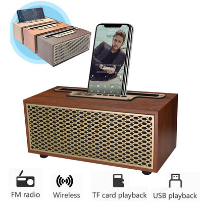 Vintage Wood Grain Bluetooth skaļrunis TWS bezvadu mājas zemfrekvences skaļrunis āra portatīvais radio dāvanu stereo mobilā tālruņa statīvs skaļrunis