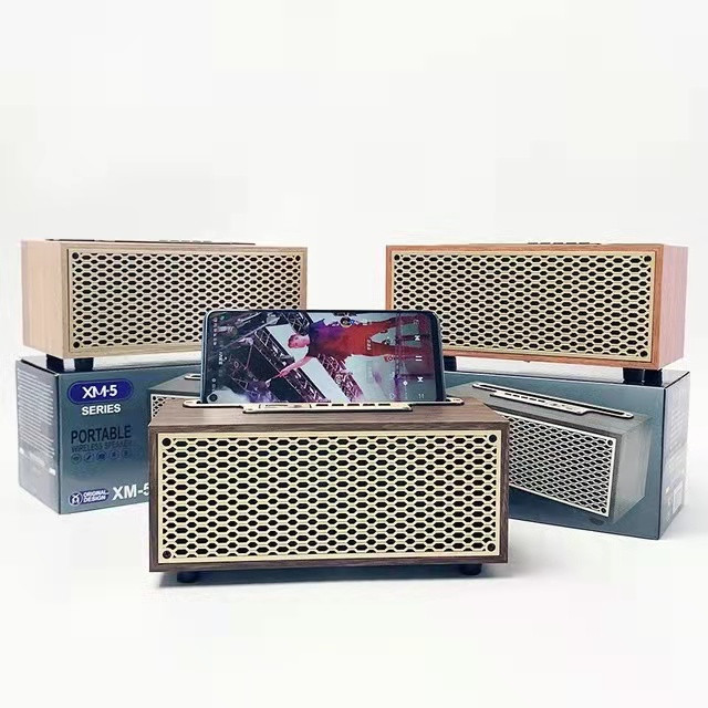 Difuzor Bluetooth din lemn de epocă TWS Subwoofer de acasă fără fir pentru exterior Radio portabil Cadou Stereo Difuzor Stand pentru telefon mobil