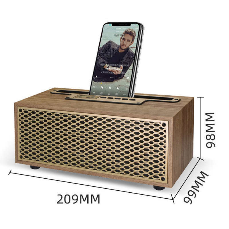 Difuzor Bluetooth din lemn de epocă TWS Subwoofer de acasă fără fir pentru exterior Radio portabil Cadou Stereo Difuzor Stand pentru telefon mobil