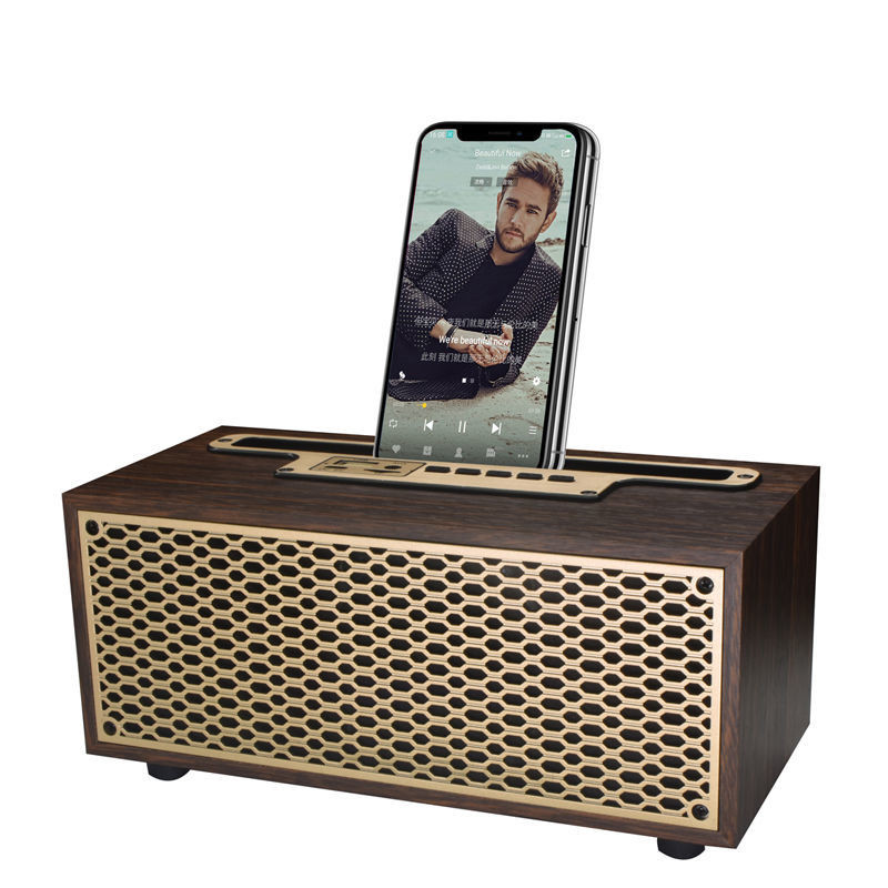 Difuzor Bluetooth din lemn de epocă TWS Subwoofer de acasă fără fir pentru exterior Radio portabil Cadou Stereo Difuzor Stand pentru telefon mobil