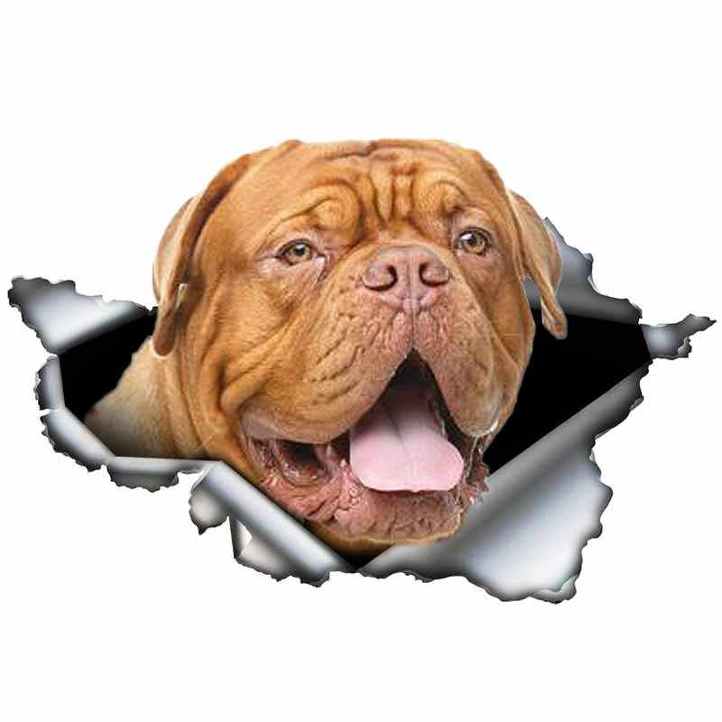 13 cm naminių šunų dovanų Dogue De Bordeaux automobilio lipdukas 3D suplyšęs metalinis originalaus dizaino vinilinis automobilio bagažinės buferis, pritaikytas prekės ženklo lipdukas