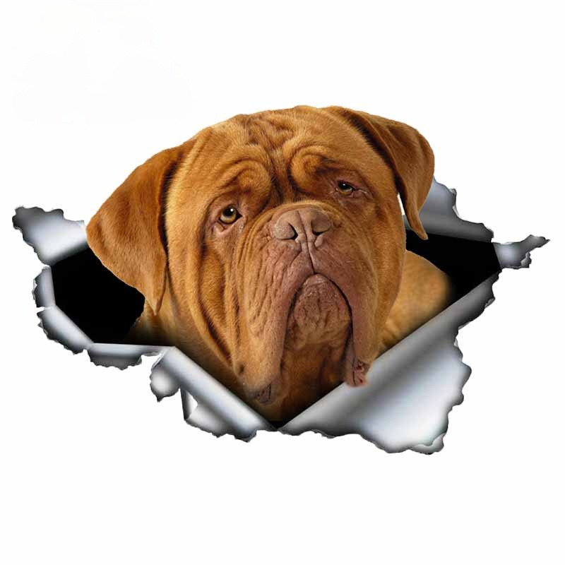 13 cm naminių šunų dovanų Dogue De Bordeaux automobilio lipdukas 3D suplyšęs metalinis originalaus dizaino vinilinis automobilio bagažinės buferis, pritaikytas prekės ženklo lipdukas