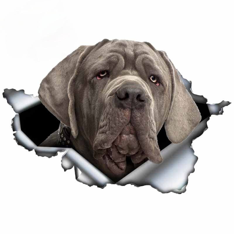 13 cm naminių šunų dovanų Dogue De Bordeaux automobilio lipdukas 3D suplyšęs metalinis originalaus dizaino vinilinis automobilio bagažinės buferis, pritaikytas prekės ženklo lipdukas