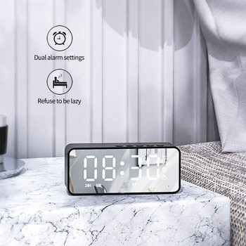 G50 Безжичен Bluetooth високоговорител с FM радио Мини преносима карта Огледало Звук на будилника Настройки на двоен будилник за всички телефони