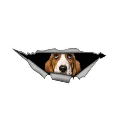 13cm * 4cm Basset Hound Autocolant pentru mașină din metal rupt din PVC Decal impermeabil pentru laptop, valiză, camion, motocicletă, accesorii auto