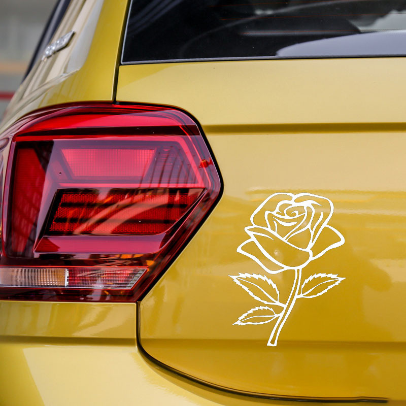 Floare de trandafiri Autocolant decorativ pentru parbriz spate romantic, desen animat, autocolant 12.2X16CM