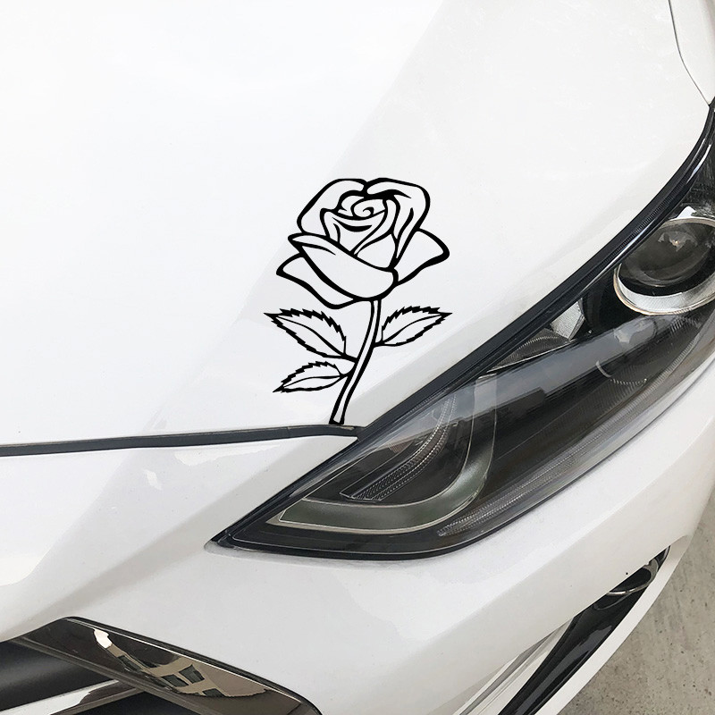 Floare de trandafiri Autocolant decorativ pentru parbriz spate romantic, desen animat, autocolant 12.2X16CM