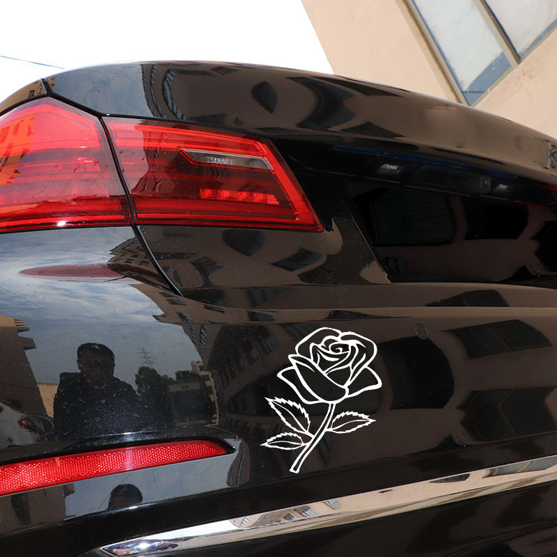 Floare de trandafiri Autocolant decorativ pentru parbriz spate romantic, desen animat, autocolant 12.2X16CM