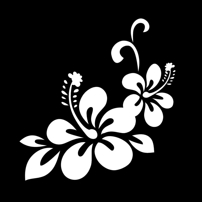 23,8 * 24,9 cm ilus Hawaii hibiski autokleebis, isikupärastatud mootorratta vinüülkleebised, must/hõbedane Buicki kleebiste jaoks
