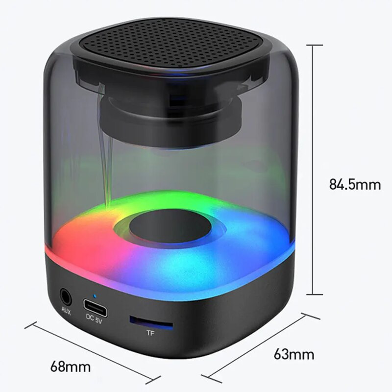 Spalvingas šviesos garsiakalbis nešiojamasis kompiuteris, atsparus vandeniui, belaidis Bluetooth, banguojantis žemasis dažnis, 3D garsas, nešiojamas žemųjų dažnių garsiakalbis Muzika lauko aikštėje