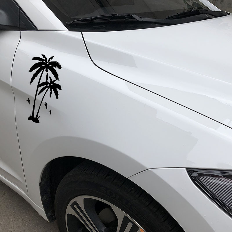9,2x17,5 cm kookospalmipuust tagumise esiklaasi kaunistusega vinüülist autokleebis HUMMERi kleebisele