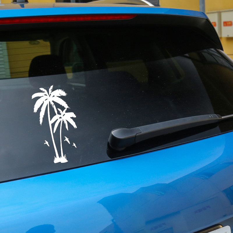 9,2x17,5 cm kookospalmipuust tagumise esiklaasi kaunistusega vinüülist autokleebis HUMMERi kleebisele