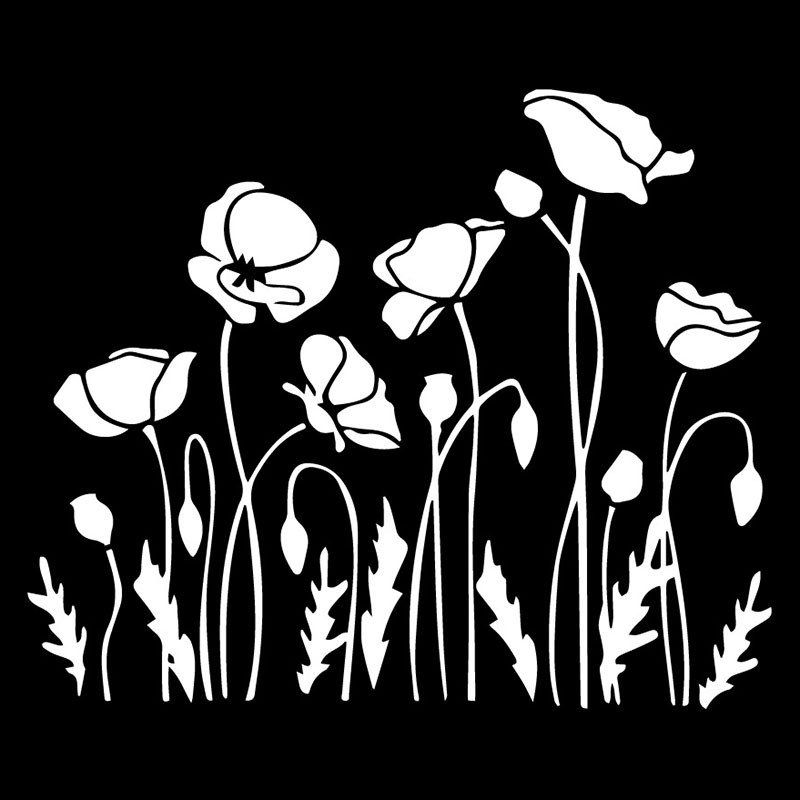 17,8x14,8 cm aguonų gėlių durų langų automobilio lipdukų dekoravimo priedai, skirti Chrysler lipdukui