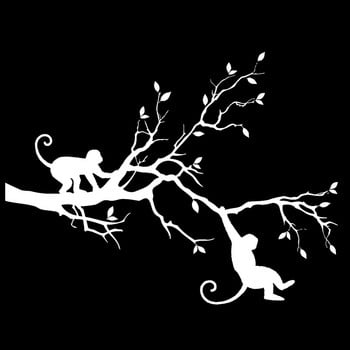 16.8cm*12.8cm Monkey Tree Animal Cartoon Car-Styling Stickers Decals Vinyl Black/Silver Car styling sticker