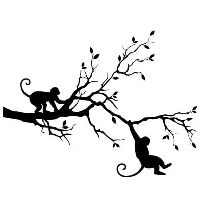 16,8cm*12,8cm Monkey Tree Animal Cartoon Αυτοκόλλητα με στυλ Αυτοκόλλητα Αυτοκόλλητα Βινυλίου Μαύρο/Ασημί Αυτοκόλλητο styling αυτοκινήτου