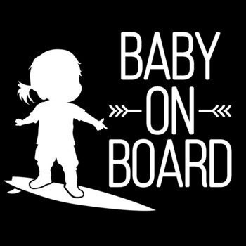 Αυτοκόλλητο 15*12 εκ. Νέα άφιξη Μωρό στο σκάφος σερφάρει Αυτοκόλλητο αυτοκινήτου Σέρφινγκ Girl Art Vinyl Car Decal Μαύρο Λευκό για Daewoo