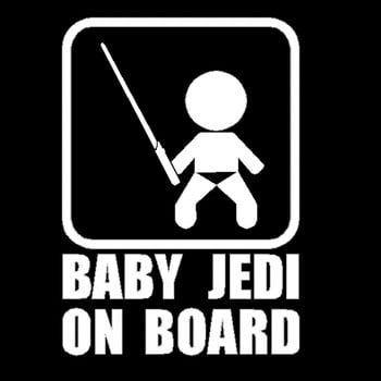 BABY JEDI ON BOARD Стикер за стайлинг на кола Cool Baby Take The Sword Забавна стикерна опашка на кола Авточасти 10.7*15CM