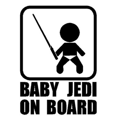 BABY JEDI ON BOARD Αυτοκόλλητο στυλ αυτοκινήτου Cool Baby Take The Sword Funny Car Tail Decal Ανταλλακτικά αυτοκινήτου 10,7*15cm